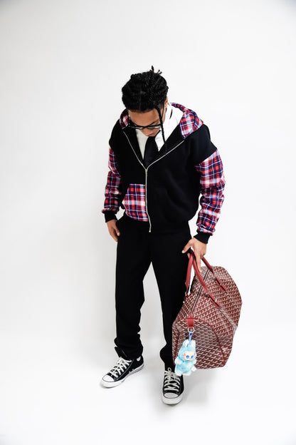 CRIMSON FLANNEL ZIPUP