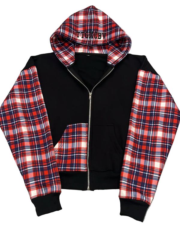 CRIMSON FLANNEL ZIPUP